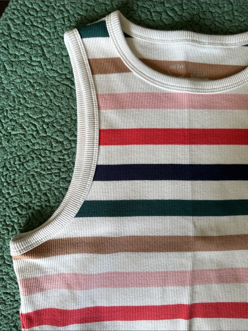 Striped Ribbed Cropped Tank - Multi Color - Picture 2 of 10